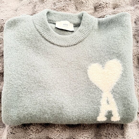 $1395 Authentic AMI Alexandre Mattiussi Men's Gray Alpaca Sweaters Sz.XL - Picture 5 of 11